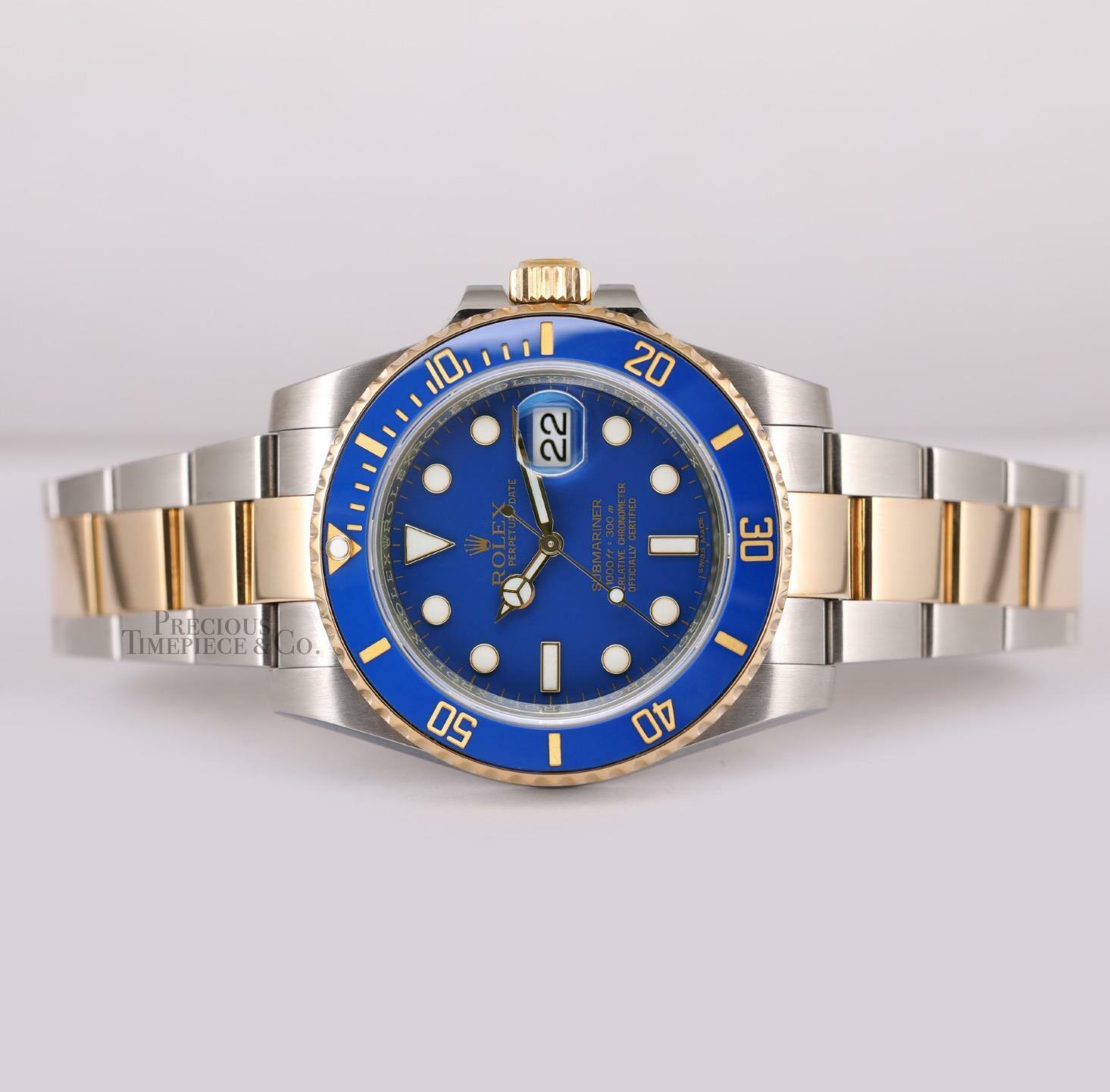 Rolex Submariner 116613LB Blue 18k Yellow Gold & Steel Ceramic Bezel 40mm Watch