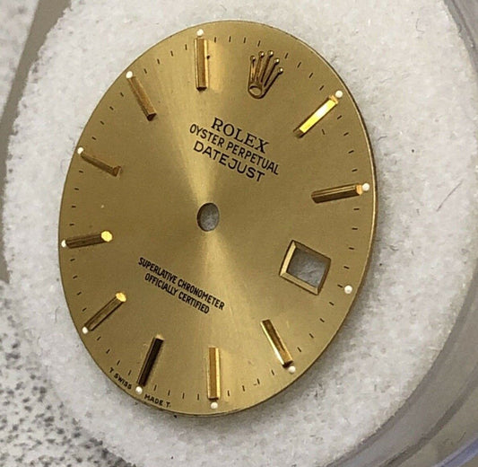 Rolex Mens Datejust 36mm Champagne Stick Dial Part-T Swiss Made T-16013-16233