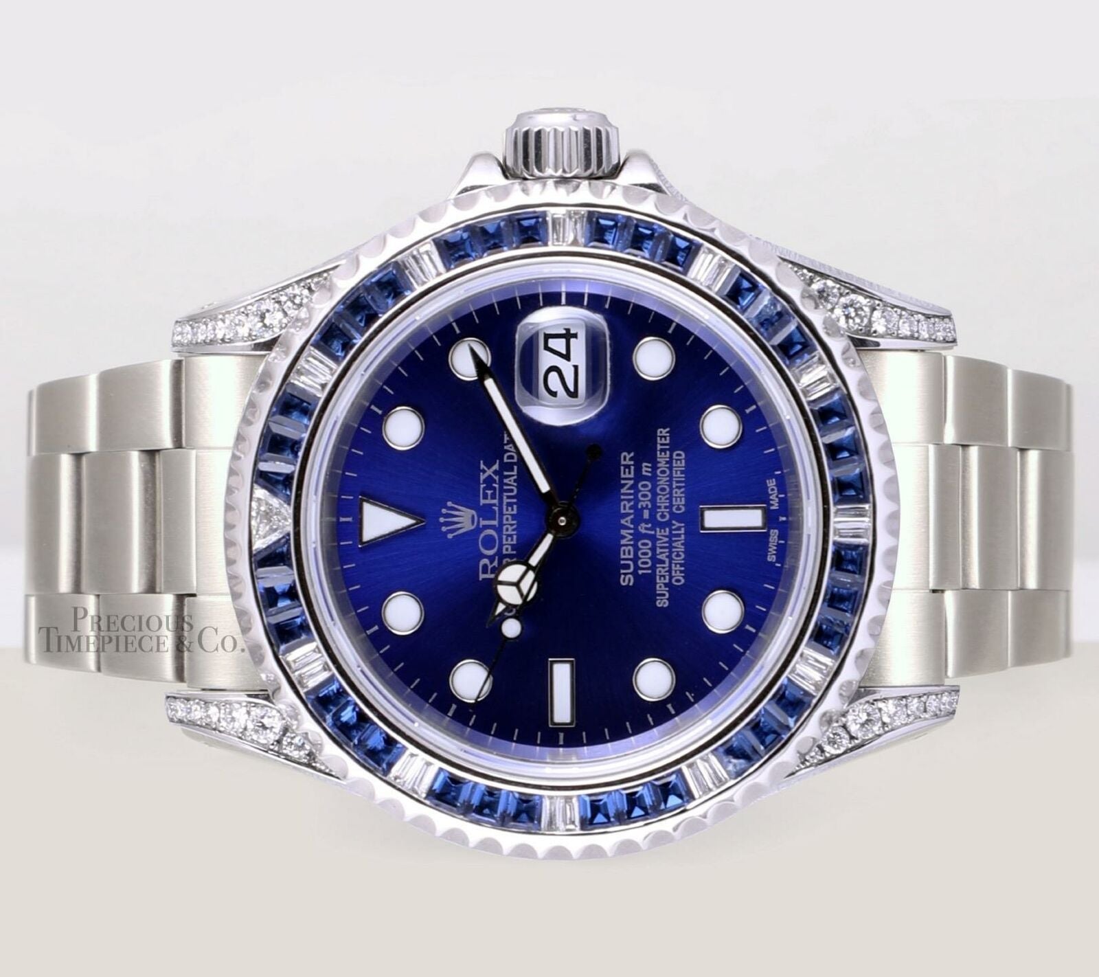 Rolex Submariner 16610 Date Steel 40mm-Blue Diamond Sapphire Bezel-Diamond LugsRolex Submariner 16610 Date Steel 40mm-Blue Diamond Sapphire Bezel-Diamond Lugs