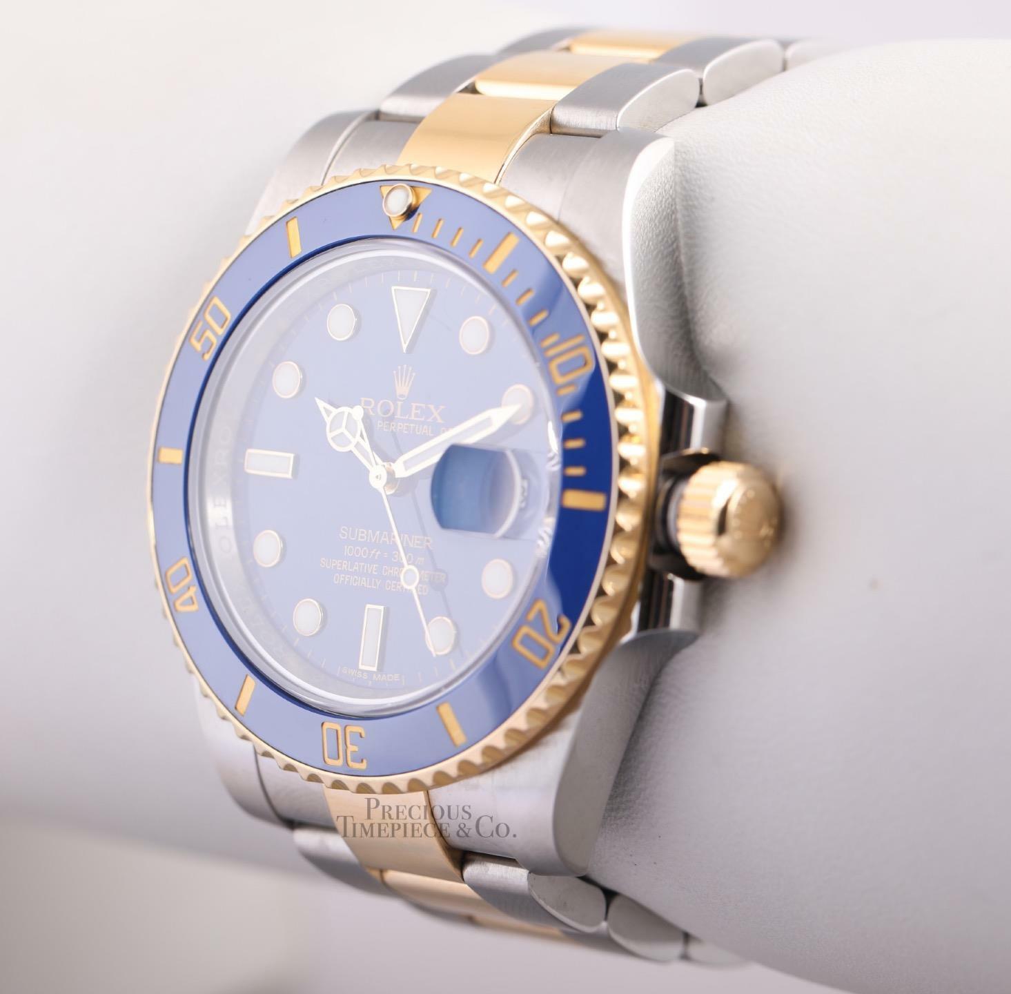 Rolex Submariner 116613LB Blue 18k Yellow Gold & Steel Ceramic Bezel 40mm Watch