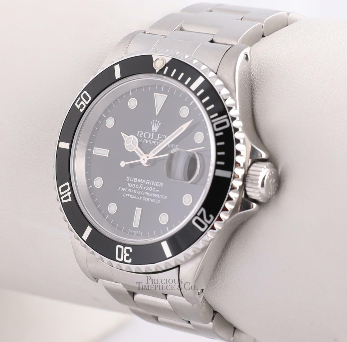 Rolex Men Submariner Date 16610A Steel Watch 40mm-FAT 4 Insert-1999 BOX/PAPER