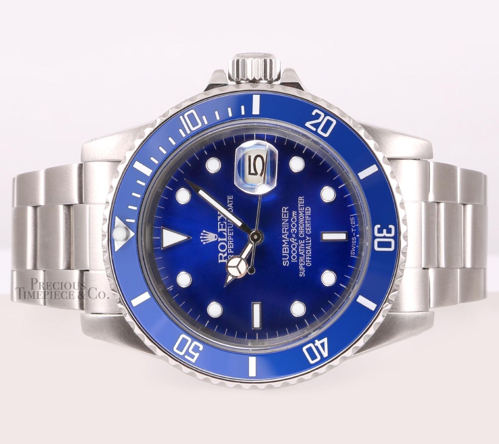 Rolex Submariner 16610 Date Stainless Steel 40mm-Custom Blue Ceramic & Blue Dial