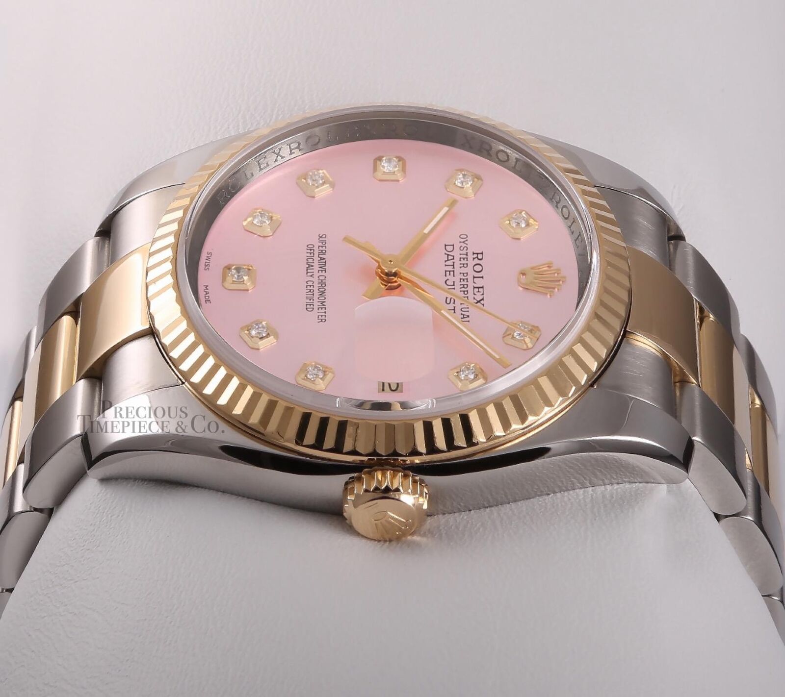 Rolex Datejust 116233 Two Tone 36mm Oyster 18k Fluted Bezel Ice Pink Diamond